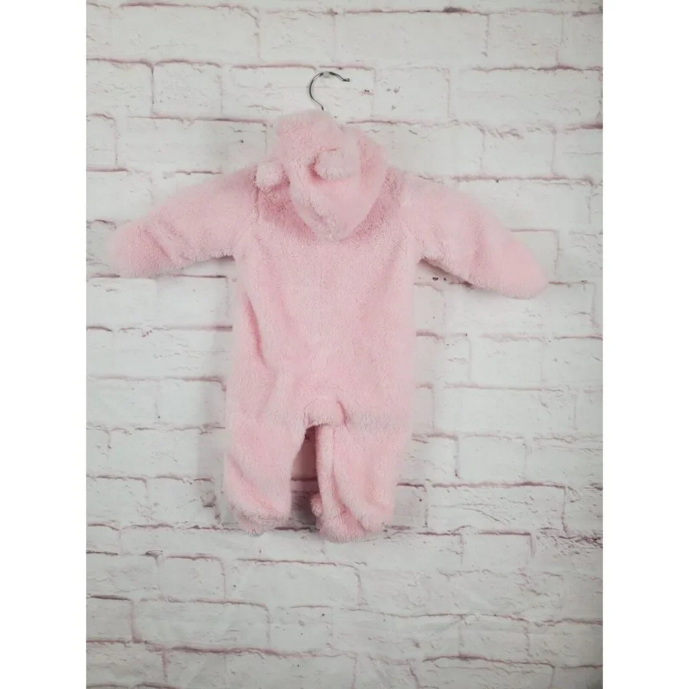Carters One Piece Fleece Infant 3‎ Months Pink Hooded Long Sleeve Warm